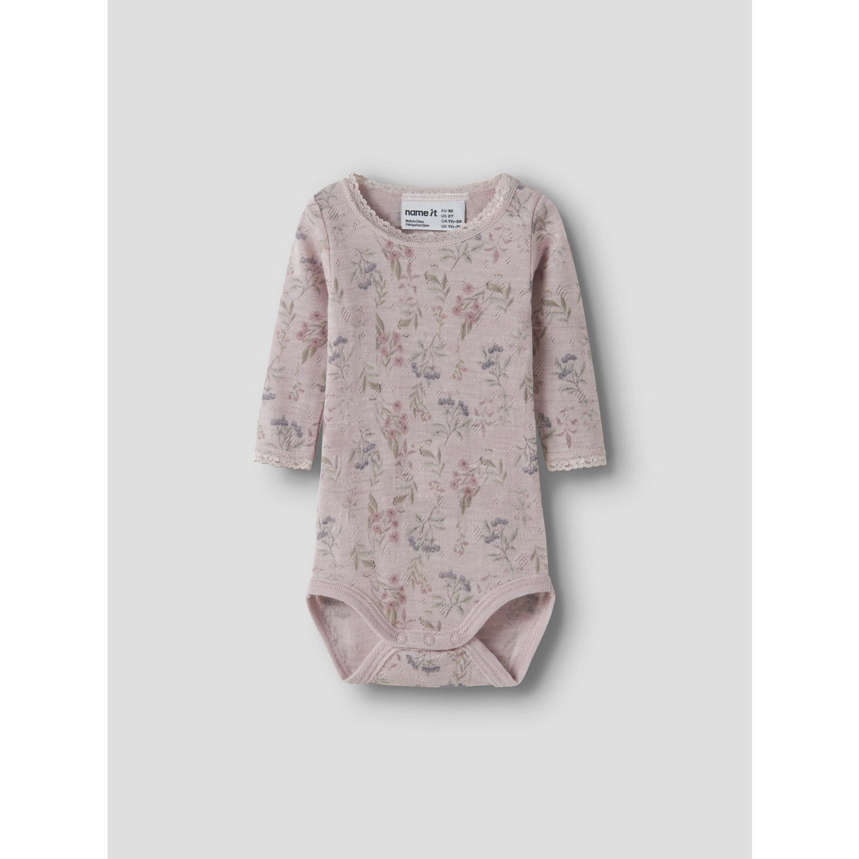 Name It Violet Ice Flowers + Leafs Nbfwang Ull Needle Ls Body Noos