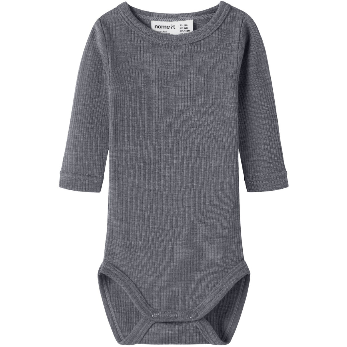 Name It Folkstone Gray Nbnwax Ull Rib Ls Body Noos
