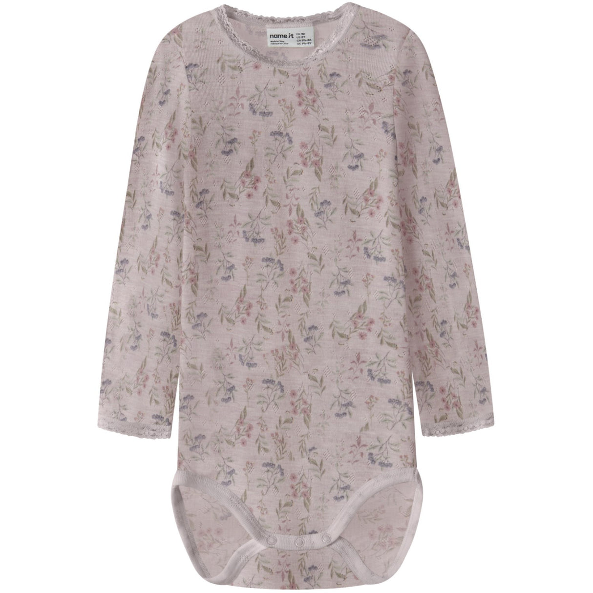 Name It Violet Ice Flowers + Leafs Nmfwang Ull Needle Ls Body