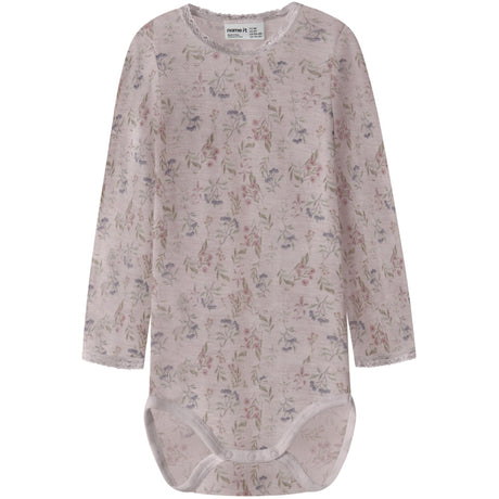 Name It Violet Ice Flowers + Leafs Nmfwang Ull Needle Ls Body