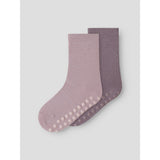 Name It Violet Ice Nmfwak Wo/Bl 2P Strumpor W/Non Skid