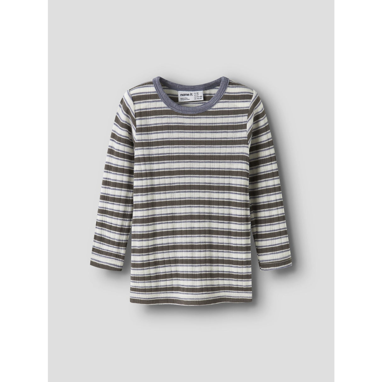 Name It Snow White Morel/Folksotne Gray Nmmwang Ull Needle Ls Topp Noos