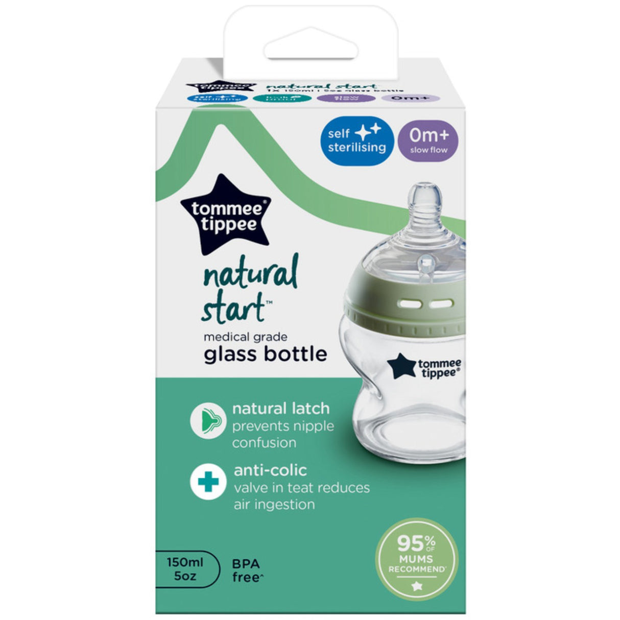 Tommee Tippee Natural Start Glass 1X 150ml Baby Flaska