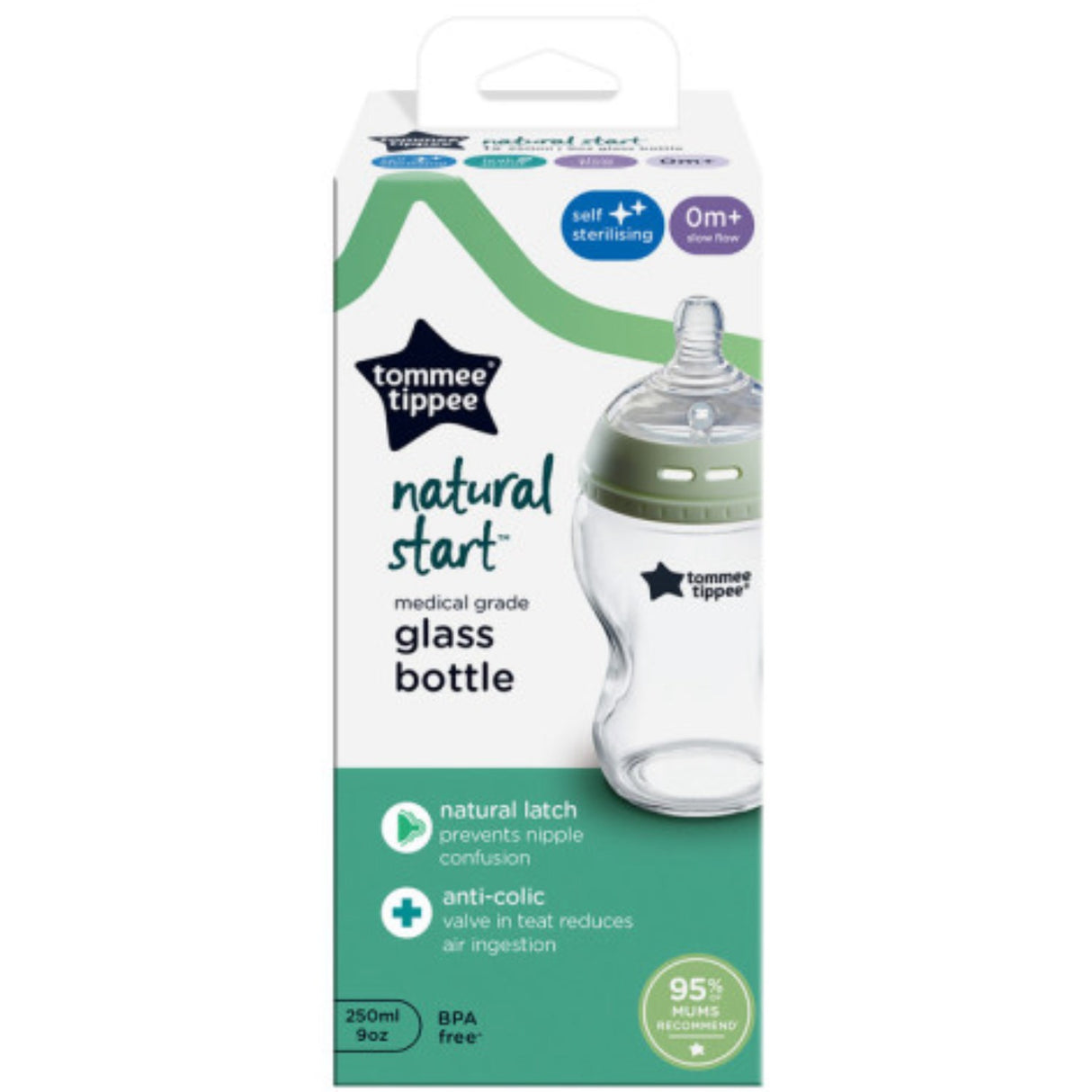 Tommee Tippee Natural Start Glass 1X 250ml Baby Flaska