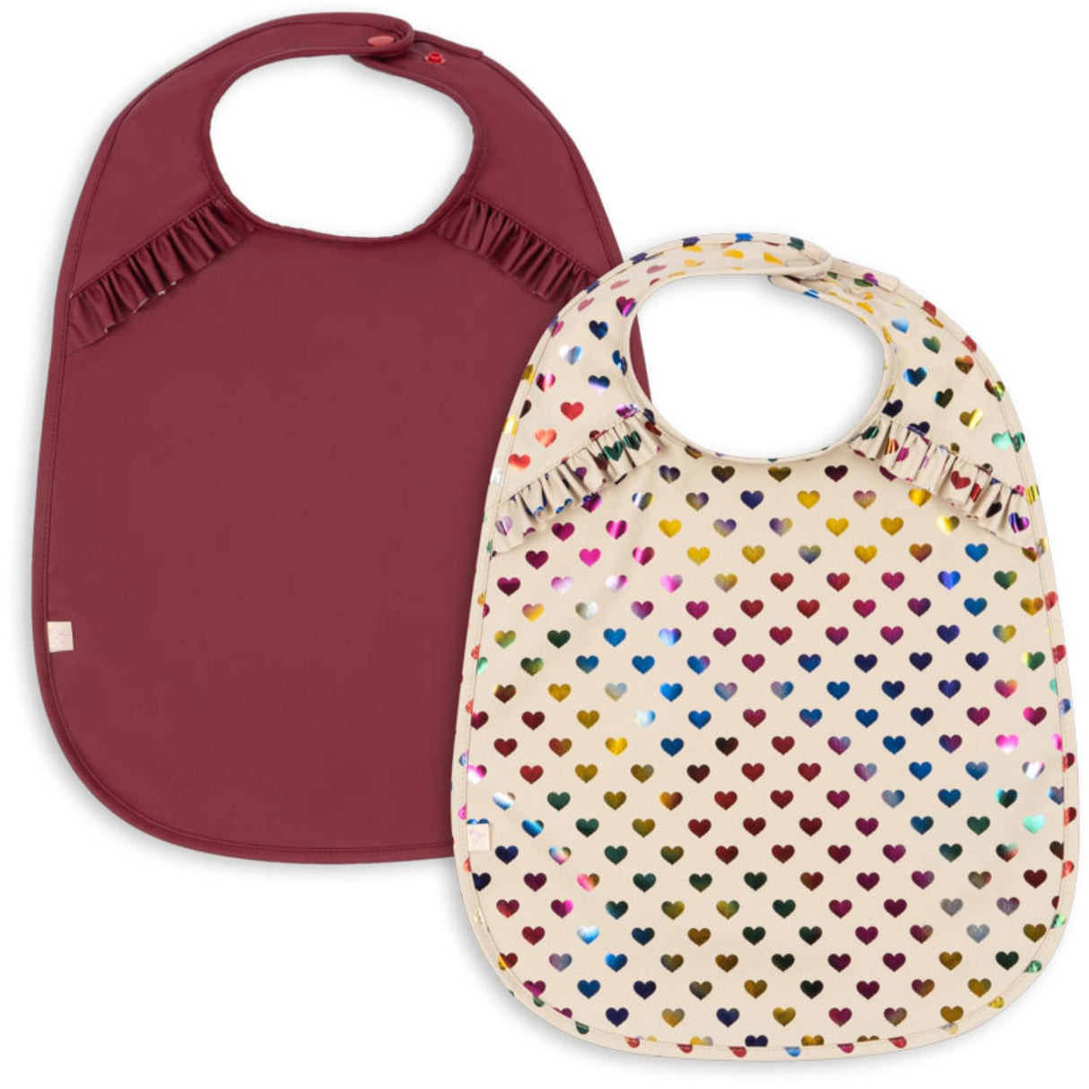 Konges Sløjd Coeur Glitter/Sangria 2 Pack Glitter Dinner Haklapp Med Frill