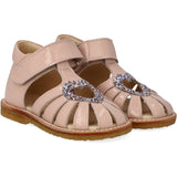 Angulus Hjertesandal Med Glitter Og Velcrolukning