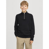 Jack & Jones Junior Black Jjeemil Stickad Half Zip Noos Jnr