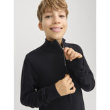 Jack & Jones Junior Black Jjeemil Stickad Half Zip Noos Jnr