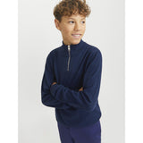 Jack & Jones Junior Navy Blazer Jjeemil Stickad Half Zip Noos Jnr