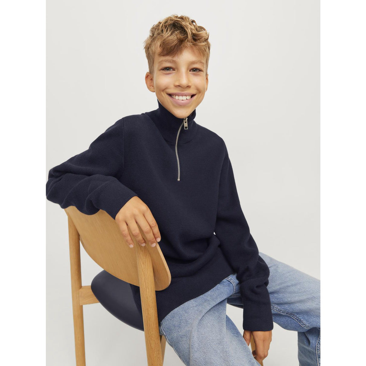 Jack & Jones Junior Night Sky Jprblamilano Stitch Stickad Half Zip Jnr
