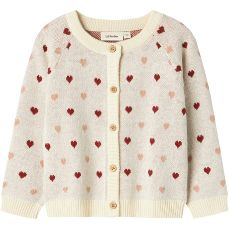 Lil'Atelier Turtledove Red Heart Nmfsaran Ls Stickad Card Heart Lil