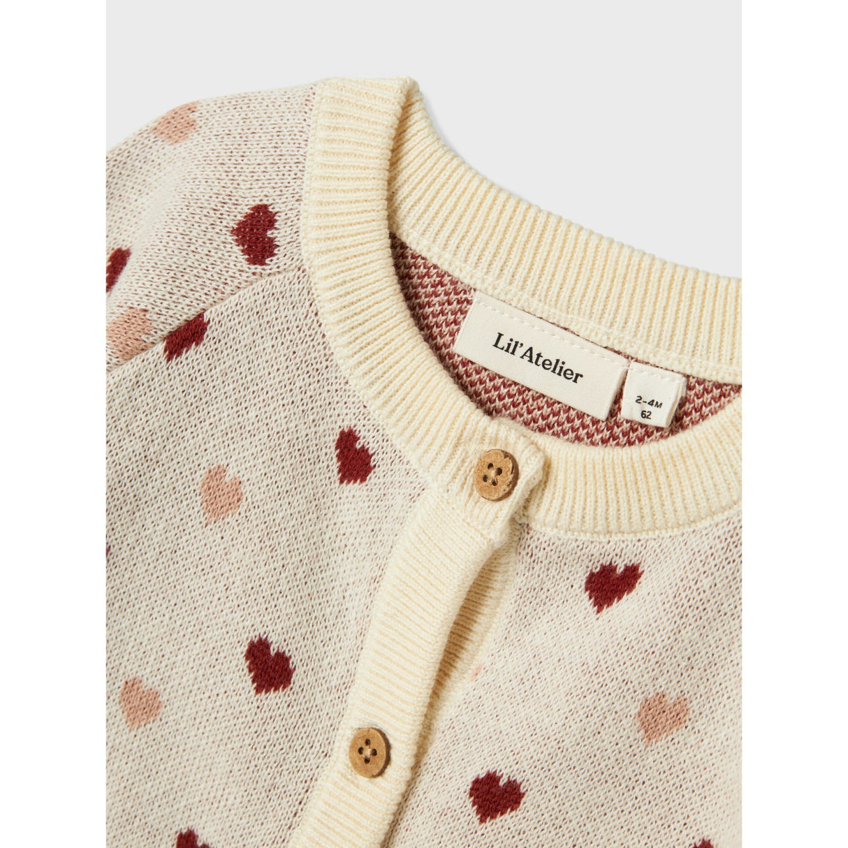 Lil'Atelier Turtledove Red Heart Nbfsaran Ls Stickad Card Heart Lil