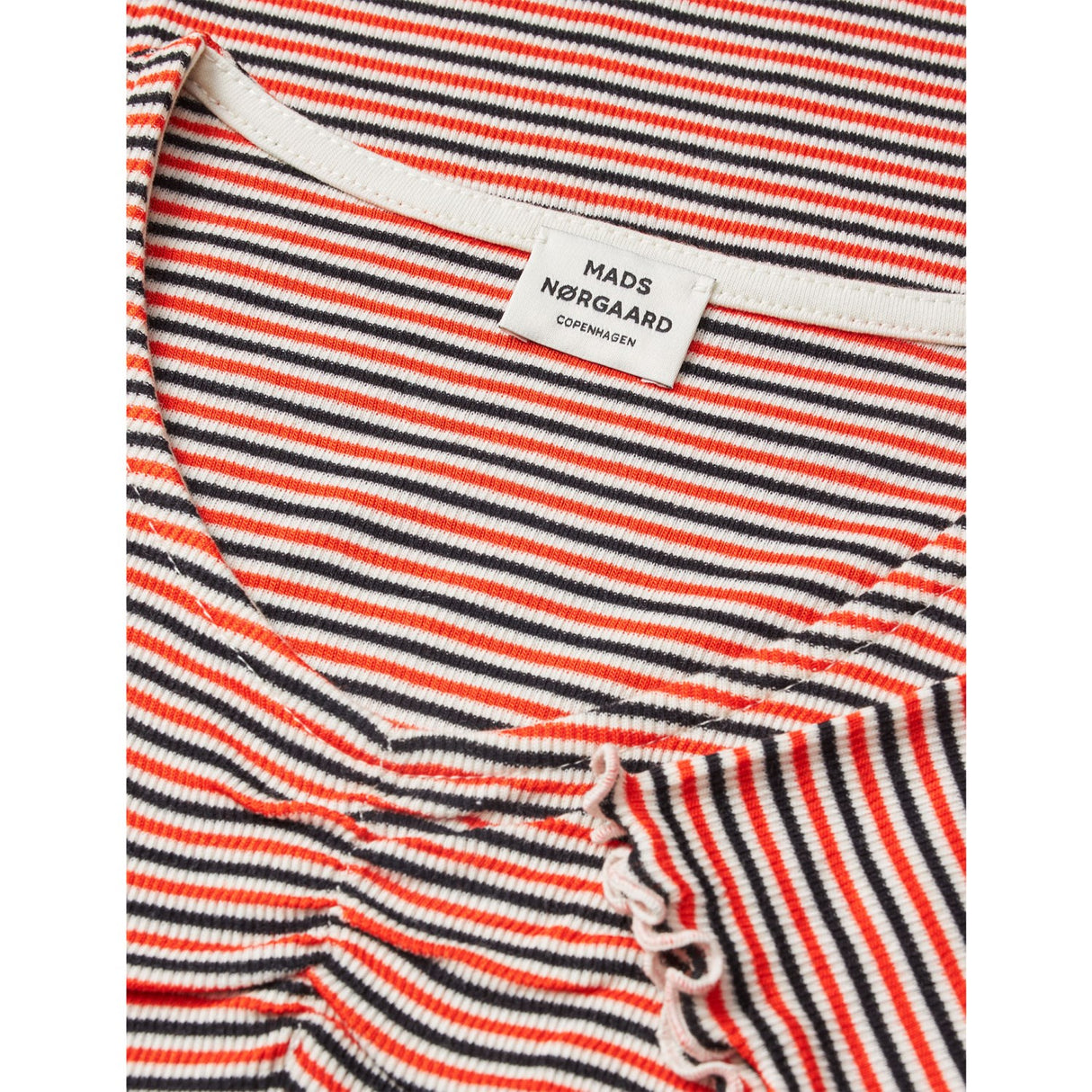 Mads Nørgaard Fiery Red/Vanilla Ice 2X2 Bomull Stripe Tiki Tee