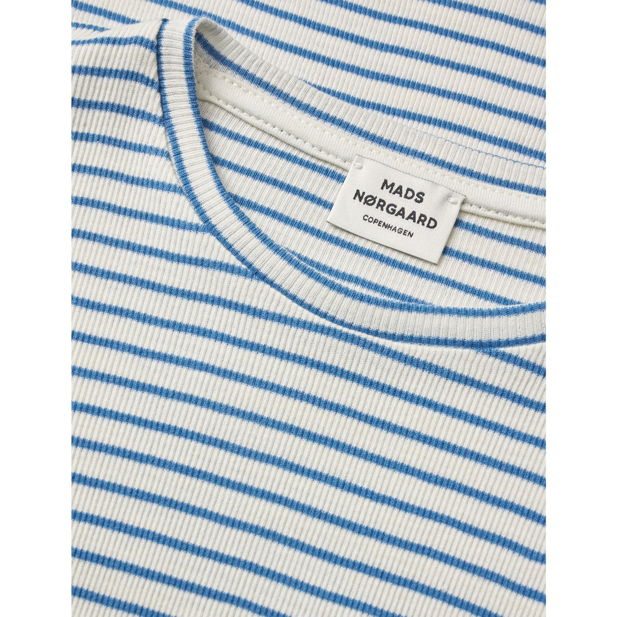 Mads Nørgaard Vanilla Ice/Bright Cobalt 2X2 Bomull Stripe Talino Tee L/S