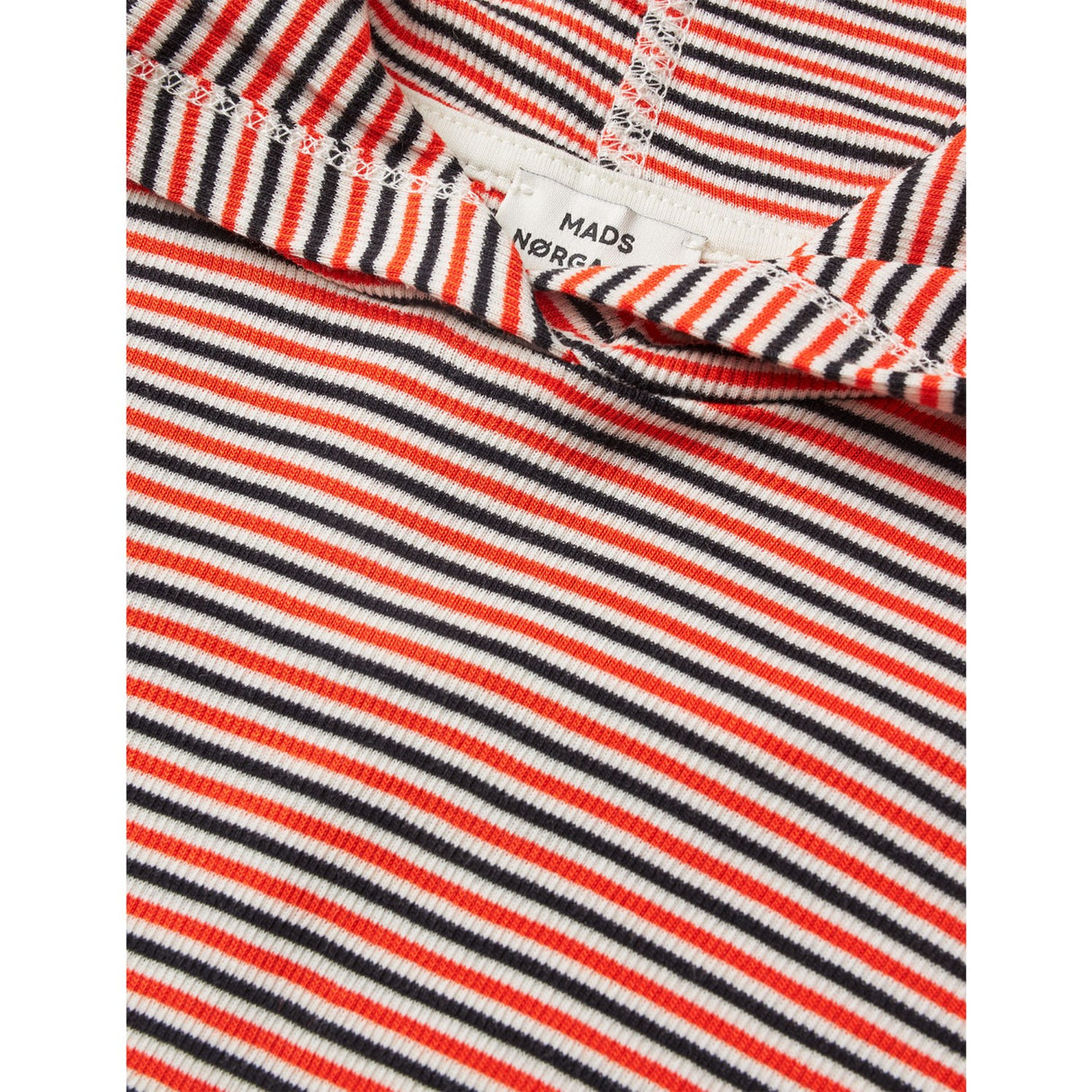 Mads Nørgaard Fiery Red/Vanilla Ice 2X2 Bomull Stripe Tally Hoodies