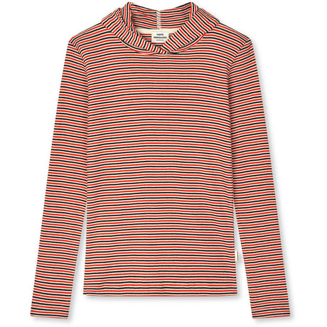 Mads Nørgaard Fiery Red/Vanilla Ice 2X2 Bomull Stripe Tally Hoodies