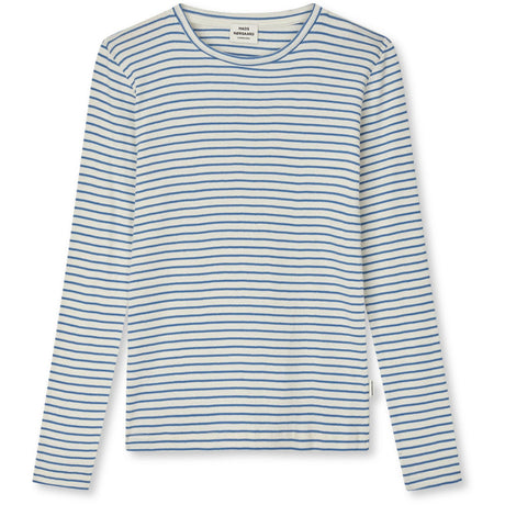 Mads Nørgaard Vanilla Ice/Bright Cobalt 2X2 Bomull Stripe Talino Tee L/S