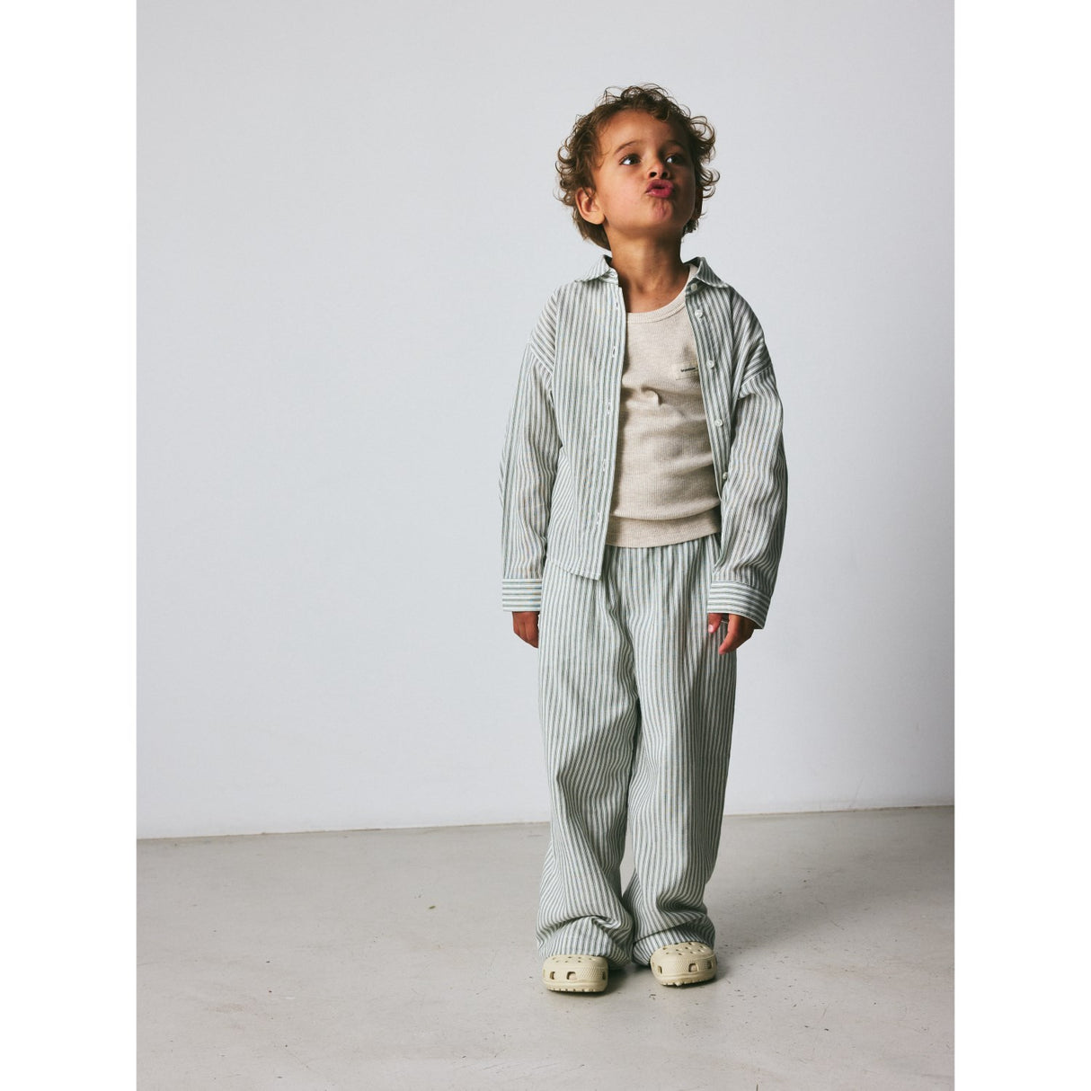 brunobruno nation Agave Green Stripe Nohrla Stripe Skjorta