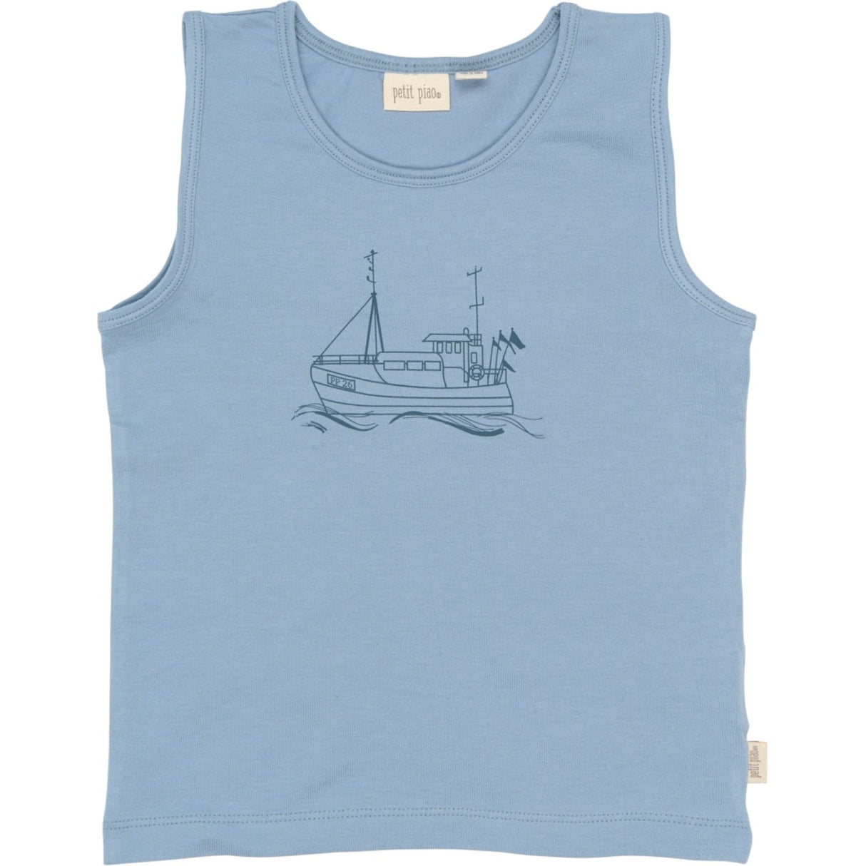 Petit Piao Illusion Blue Boat AOP PPStar Boys Undertröja 2-pack