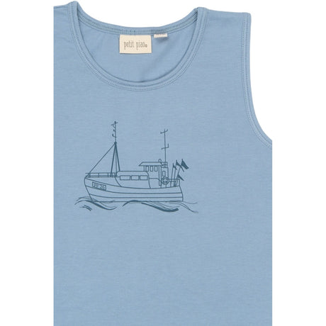 Petit Piao Illusion Blue Boat AOP PPStar Boys Undertröja 2-pack