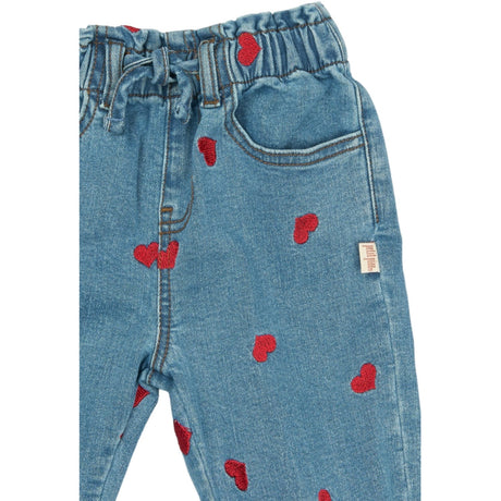 Petit Piao Light Blue Denim EMB PPEva Denim Byxor