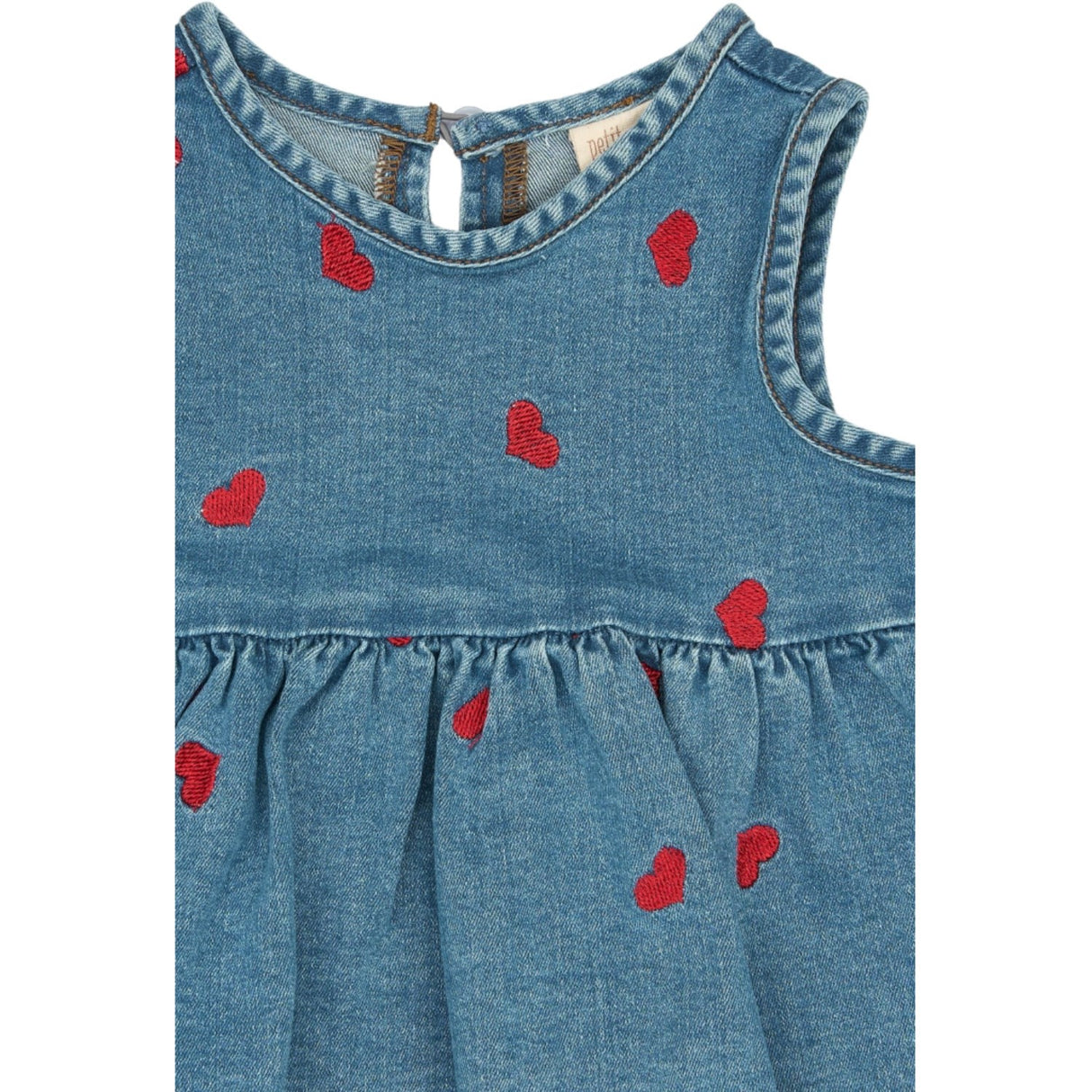 Petit Piao Light Blue Denim EMB PPEva S_L Denim Klänning