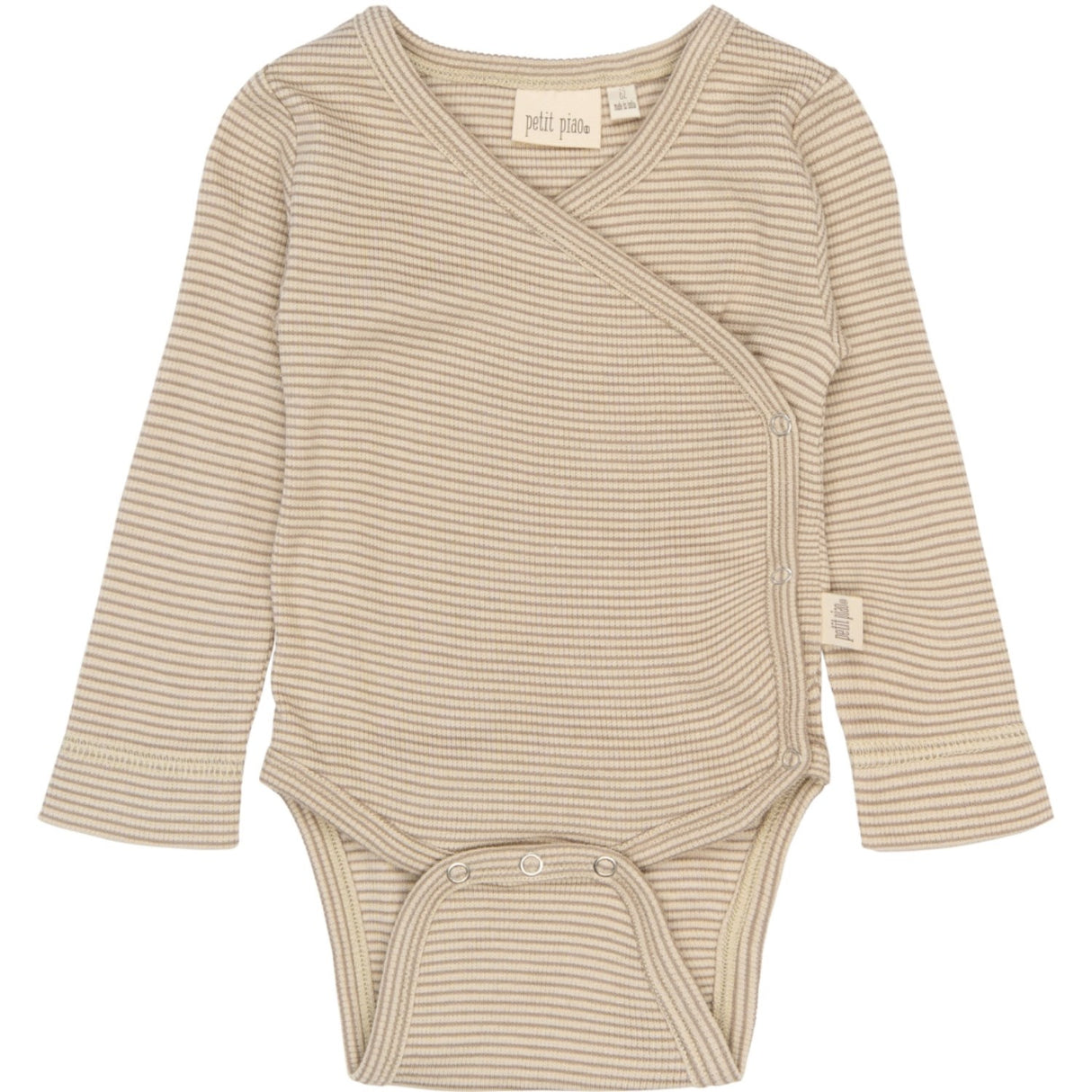 Petit Piao Pure Cashmere/Dark Off White PPDian Body L/S Fold Över Stripe NB NOOS