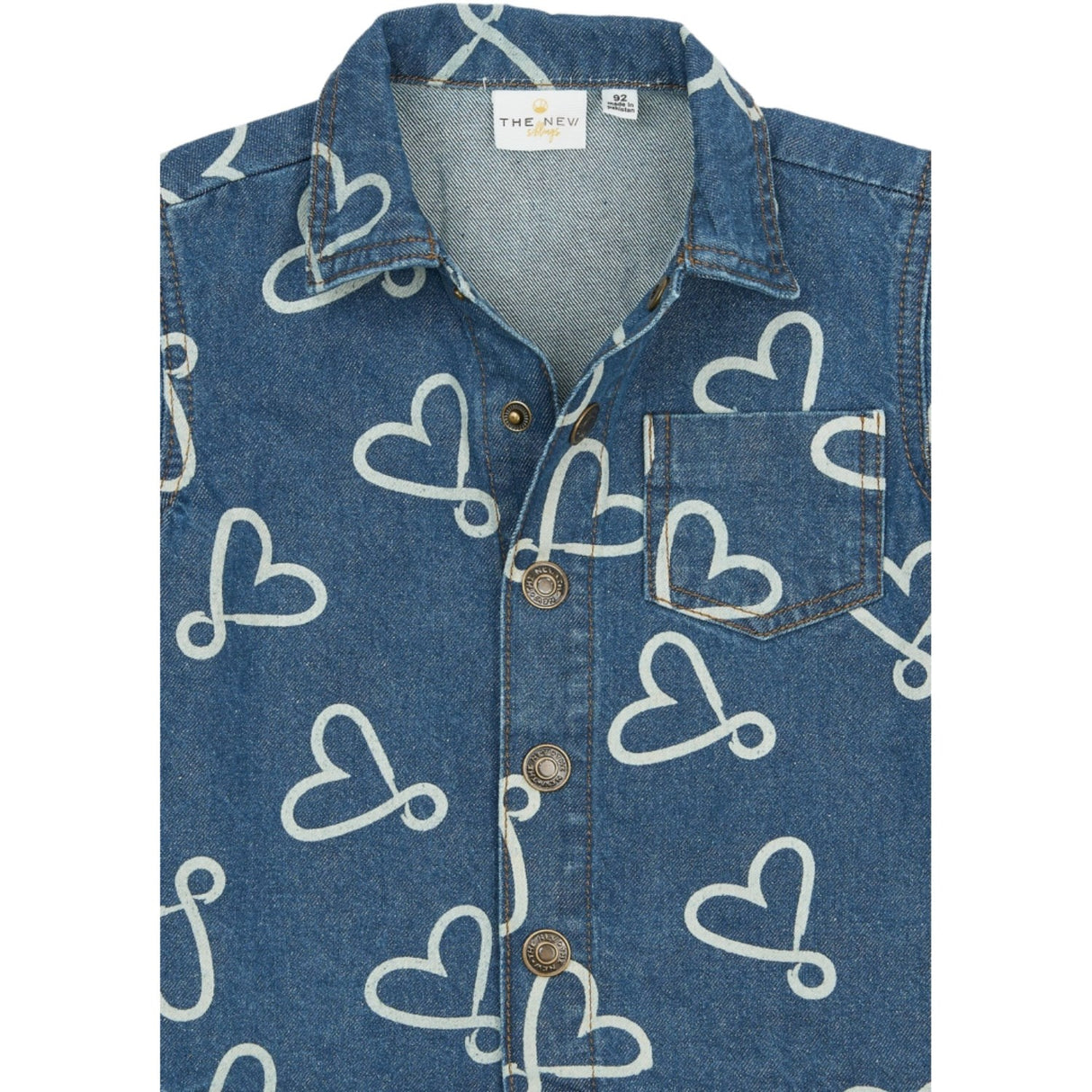 THE NEW Siblings Medium Blue Denim Aop Tnstshea Os Denim Overshirt