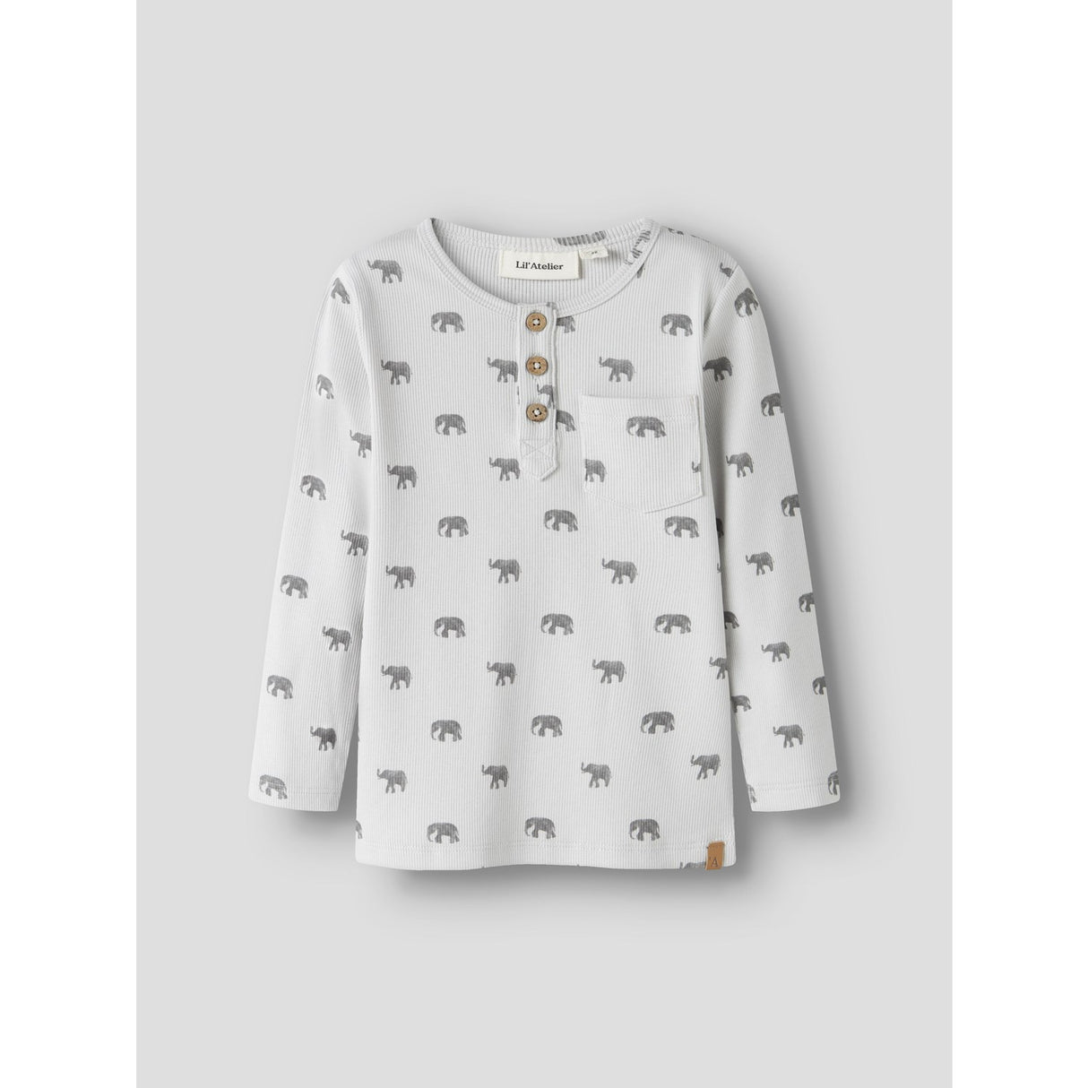 Lil'Atelier Glacier Gray Elephant Nmmlavo Eno Slim Ls Topp Lil
