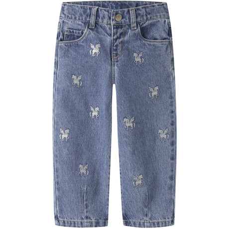 Name It Medium Blue Denim Unicorn Glitter Nmfbella Barrel Glitter Jeans 4577-Im L