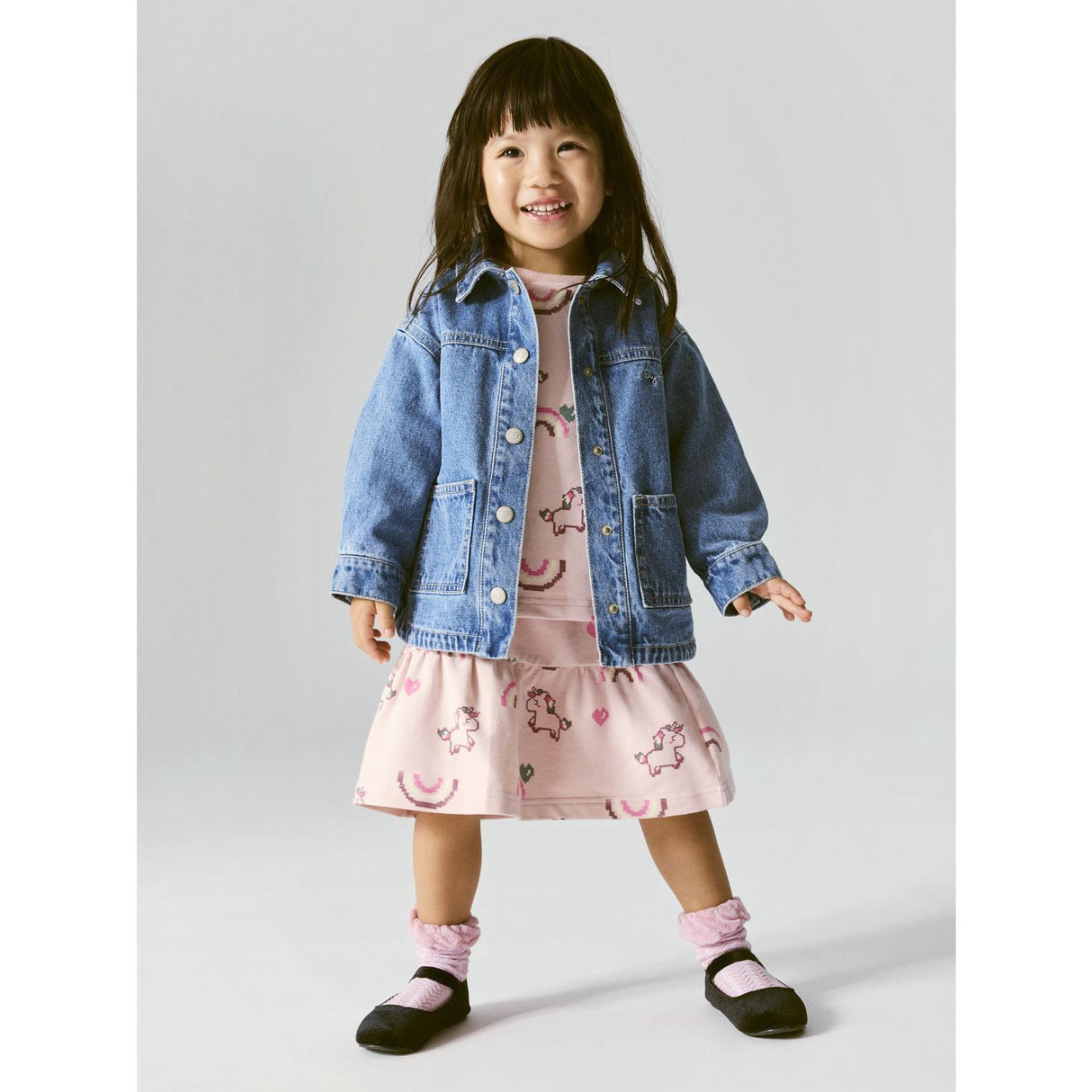 Name It Medium Blue Denim Unicorn Glitter Nmfluna Glitter Dnm Jacka 4577-Im L