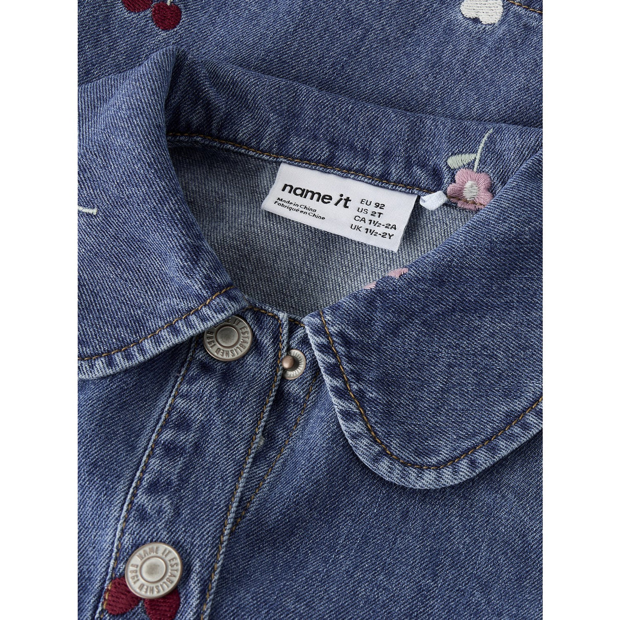 Name It Medium Blue Denim Emb Nmfemily Ls Emb Dnm Klänning 4870-Ov L