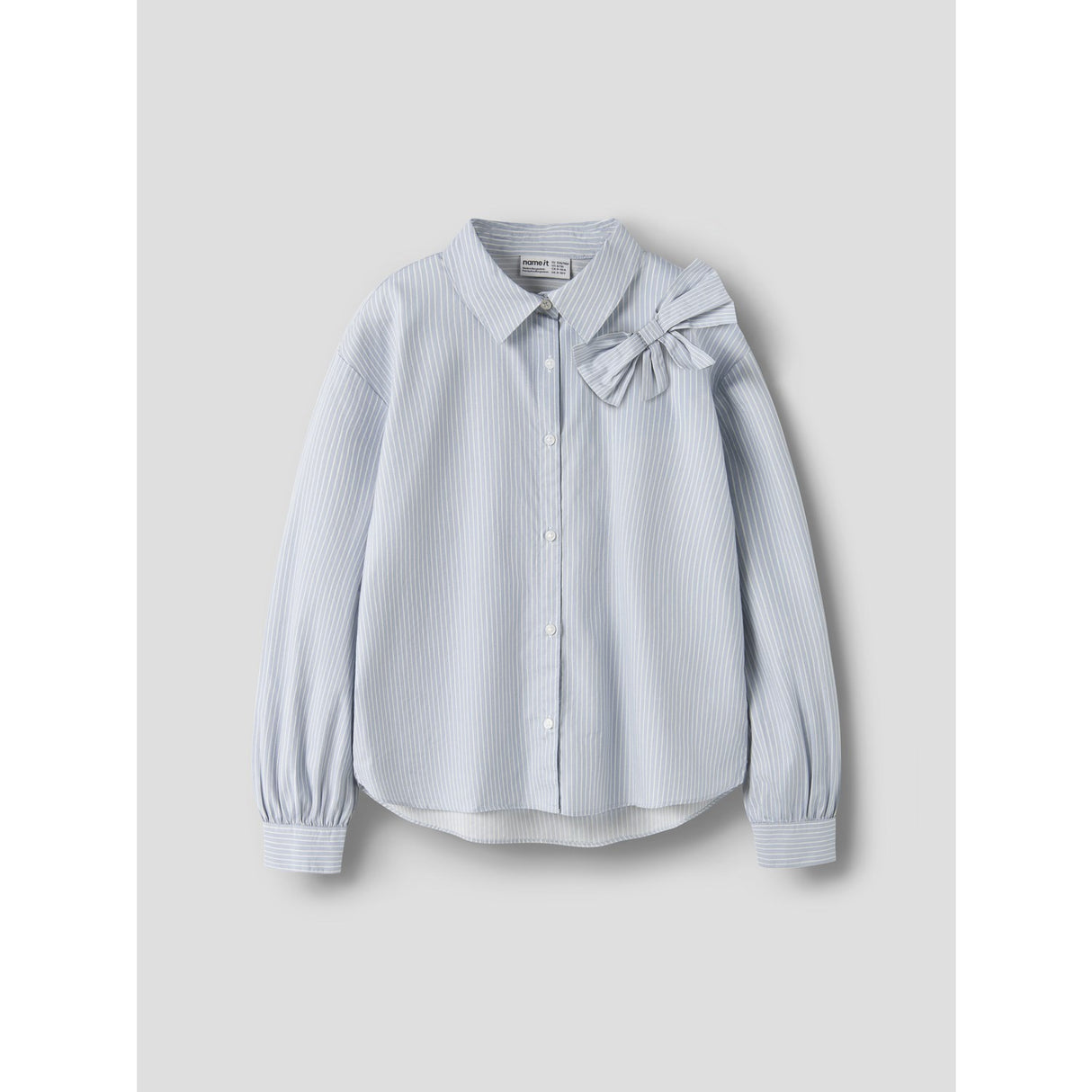 Name It Subdued Blue Antique White Nkfkamesa Ls Rlx Skjorta