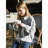 Name It Subdued Blue Antique White Nkfkamesa Ls Rlx Skjorta