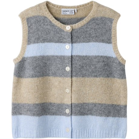 Name It Subdued Blue Nkfluci Loose Stickad Väst
