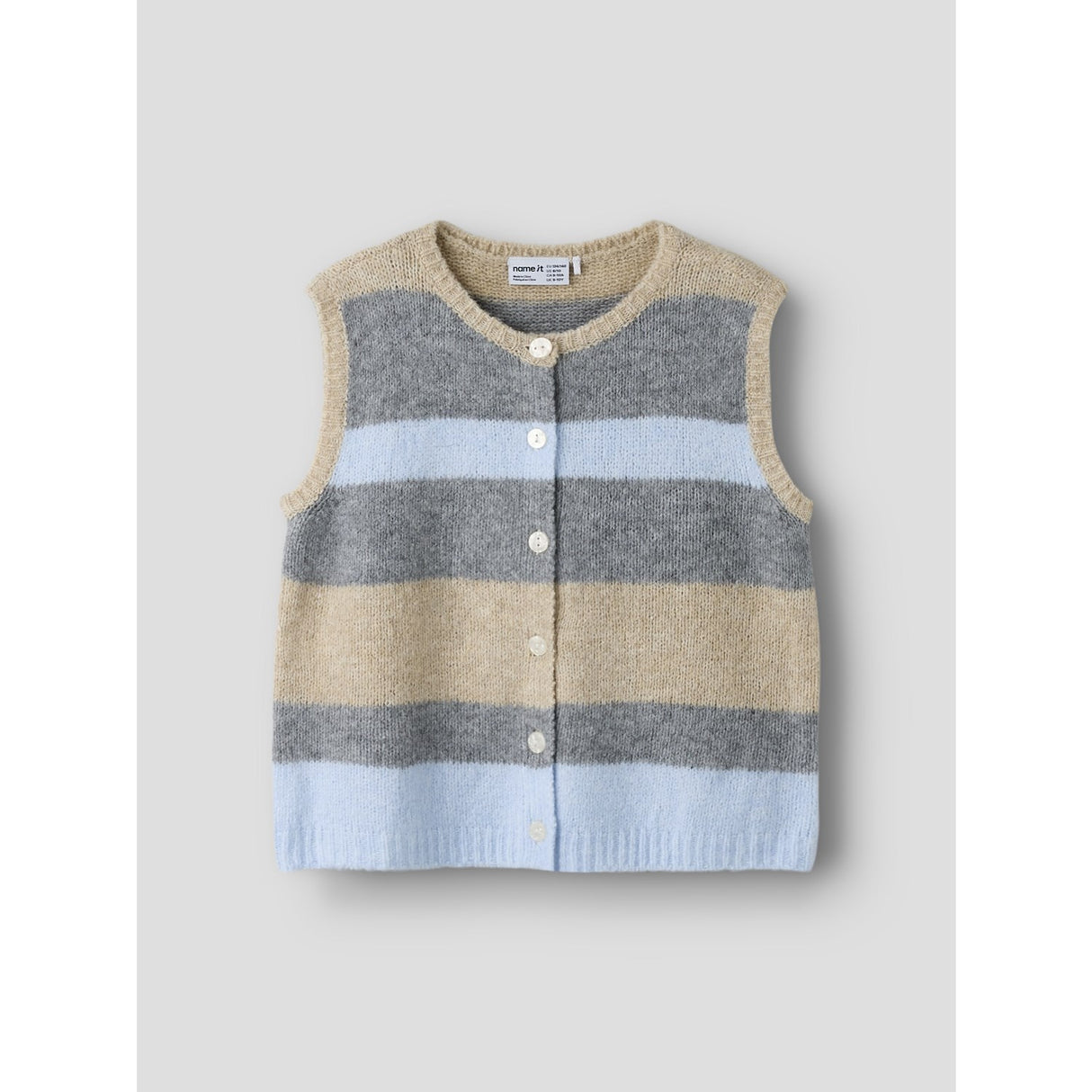 Name It Subdued Blue Nkfluci Loose Stickad Väst