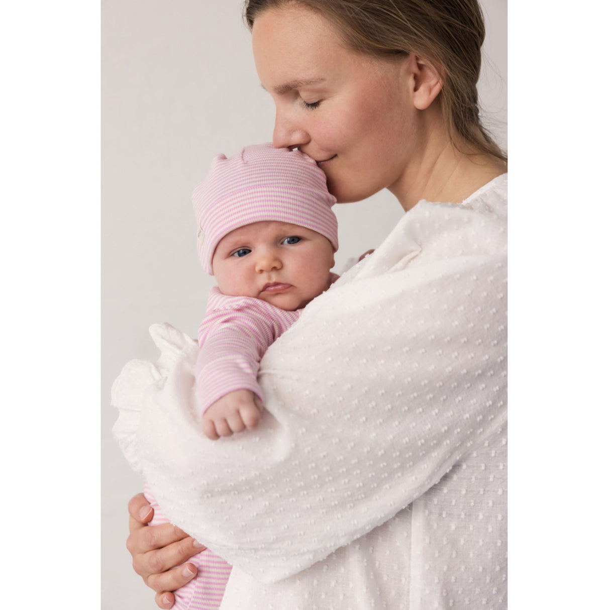 MarMar Newborn Modal Fine Rib Pink Stripe Aiko Mössa