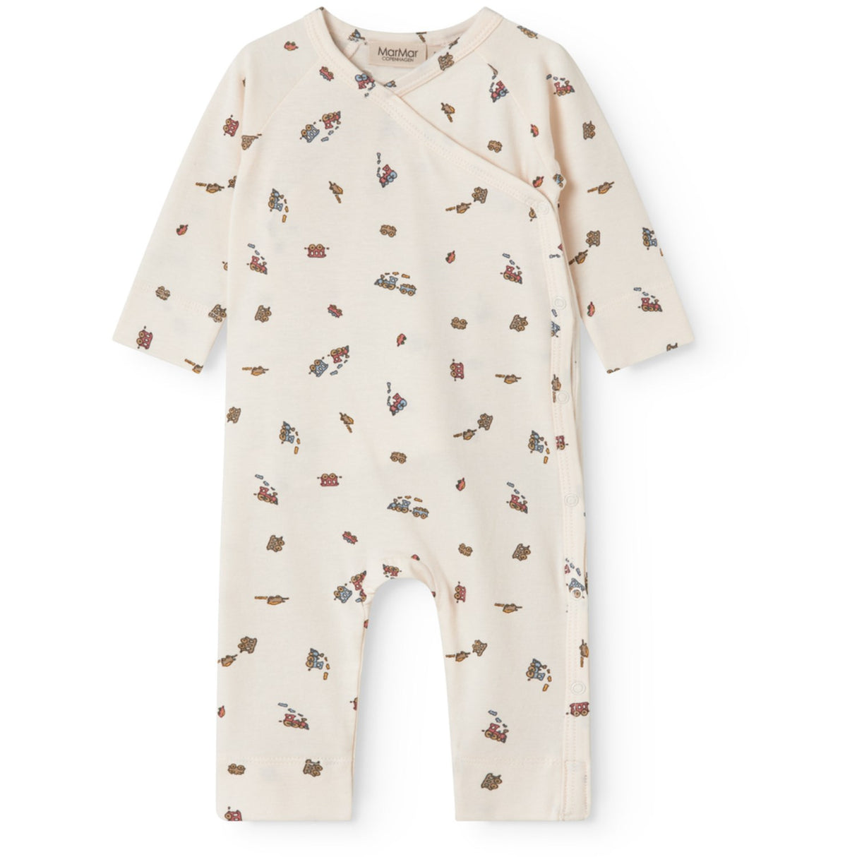 MarMar Newborn Modal Smooth Print Trains Rulo Onesie