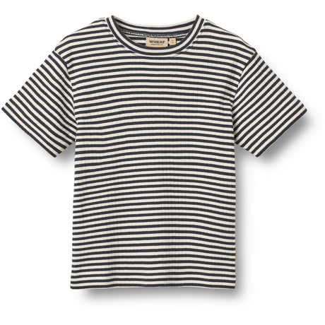 Wheat Navy Rib Stripe Sett T-shirt S/S & Shorts Fabian