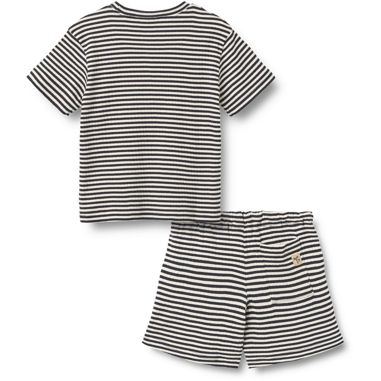 Wheat Navy Rib Stripe Sett T-shirt S/S & Shorts Fabian