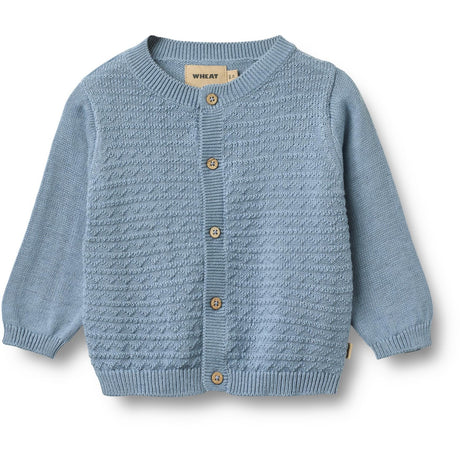 Wheat Faded Denim Stickad Cardigan Bjørn