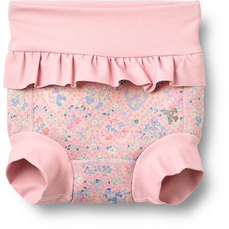 Wheat Pink Heart Flowers Neoprene Swim Byxor Rita