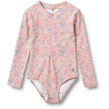 Wheat Pink Heart Flowers Baddräkt L/S Margot