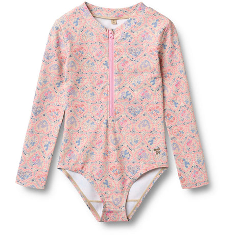 Wheat Pink Heart Flowers Baddräkt L/S Margot