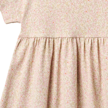 Wheat Coral Flowers Jersey Klänning S/S Emilie