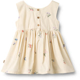Wheat Ivory Embroidery Flowers Pinafore Wrinkle Sienna Klänning