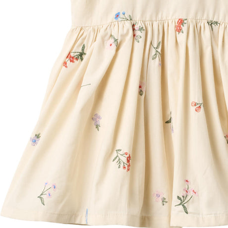 Wheat Ivory Embroidery Flowers Pinafore Wrinkle Sienna Klänning