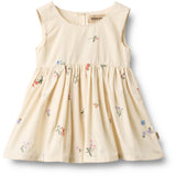 Wheat Ivory Embroidery Flowers Pinafore Wrinkle Sienna Klänning