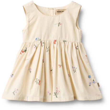 Wheat Ivory Embroidery Flowers Pinafore Wrinkle Sienna Klänning