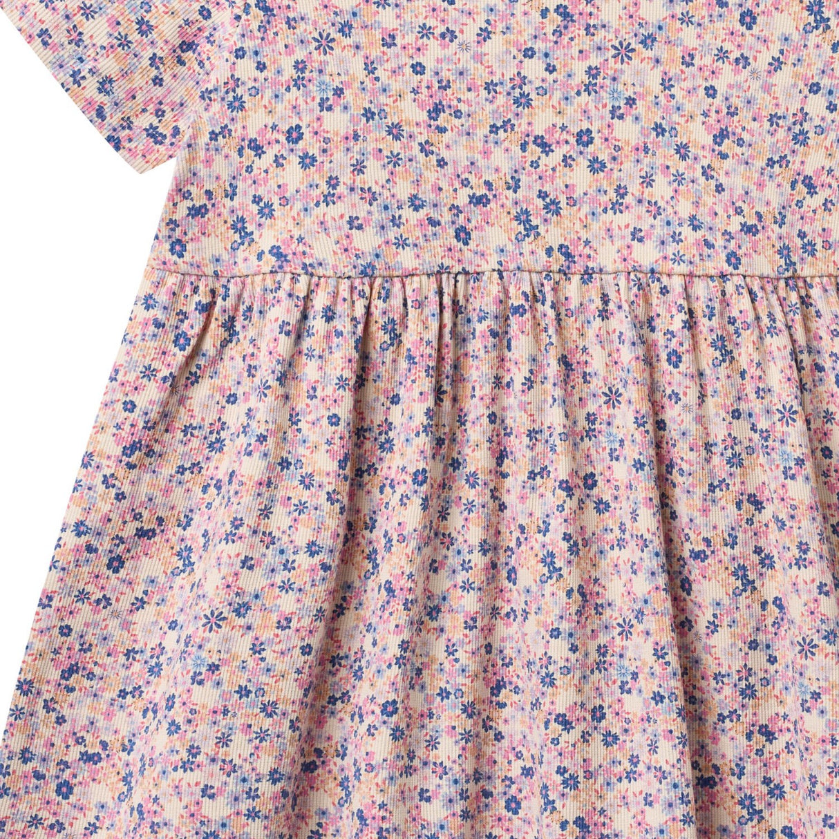 Wheat Pink Blue Flowers Jersey Klänning Anna